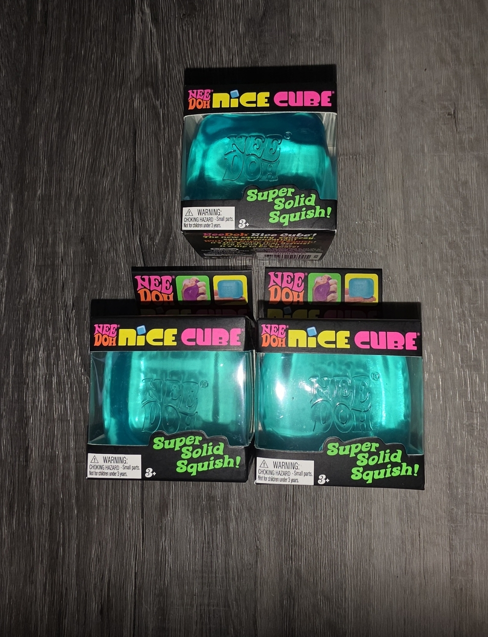 New NeeDoh Nice Cube - Teal Super Solid Squish (Pack of 3)